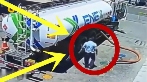 生死一瞬間 輸油罐車突發(fā)險(xiǎn)情，司機(jī)緊急應(yīng)對(duì)避免災(zāi)難